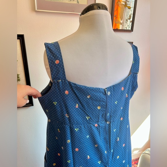 Vintage 1970s Leisure Lady Prairie Cotton Apron Mushroom Dress, Cottagecore - Picture 5 of 7